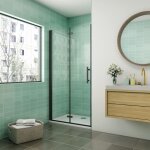 Porte de douche noir - 100x195cm - porte de douche pivotante et pliante - 6mm verre anticalcaire - pour ...