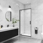 Porte de douche noire 90x185cm porte de douche pivotante � 180� en 6mm verre de s�curit� installation ...