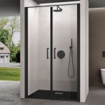 Porte de douche pivotante 140x195cm pour niche paroi de douche transparente verre de 8mm avec rev�tement ...
