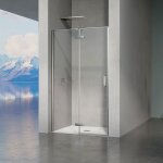 Grand verre - porte de douche pivotante à charnières profilés chromés accès de porte à droite 140x195cm ... Grand verre - porte de douche pivotante à charnières profilés chromés accès de porte à droite 140x195cm ...