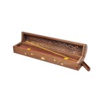 Porte encens en bois 'btons & cnes' 30cm marron