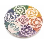 Porte - encens disque en statite 10 cm - sept chakras - vendu par 1