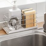 Porte - �ponge en acier inoxydable 304, multifonctionnel pour �vier de cuisine, organisateur d'�vier, ...