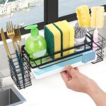 [jamais utilis�]porte eponge evier cuisine, organisateur evier cuisine mural avec bac de vidange, acier ...