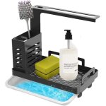 Porte eponge evier cuisine organisateur, rangement evier mur et debout en acier inoxydable 304, plateau ...