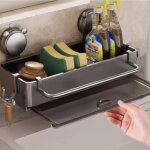 Porte - ponge mural pour vier de cuisine avec ventouses, non marquant, en plastique, avec bac de rcupratio ...