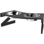 Porte - gamelles surlev 2 cuelles une anti - glouton acier inox mdf noir