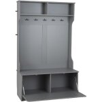 Porte manteaux 4 en 1, meuble d'entre avec banc  chaussures  porte, 5 crochets, 4 compartiments, vestiaire ...
