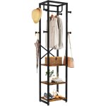 Porte manteau, 40 x 30 x 180cm, portant a vetement avec 3 �tag�res, vintage vestiaire avec 8 crochets, ...
