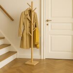 Porte manteau en bois avec 8 crochets sur pied