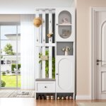 Porte - manteau, meuble d?entre, vestiaire avec banc  chaussures, tagre rglable avec crochets, 85x33, ...