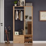 Porte - manteau, meuble d?entr�e, vestiaire avec banc � chaussures, avec miroir, 100x33x190cm