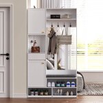 Libert - porte - manteau, meuble d'entre, vestiaire, portant, avec banc et tagres  chaussures, crochets, ...