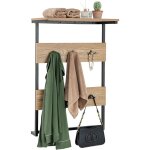 Costway - porte - manteau mural 2 en 1, patre murale avec etagre, 6 crochets doubles, cadre en mtal, ...