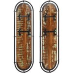 Porte - manteaux muraux et 4 crochets 2 pcs bois massif r�cup�r� vidaxl