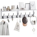 Porte manteau mural 80 cm, �tag�re d'entr�e en bambou, lot de 2, guide avec crochet mural pour meubles ...