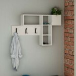 Porte - manteau mural 99, 5x61h cm en bois avec crochets couleur blanc - game Porte - manteau mural 99, 5x61h cm en bois avec crochets couleur blanc - game
