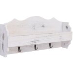Porte - manteau mural blanc 50x10x23 cm bois cfw14723