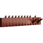 Porte - manteau mural en bois massif naturel avec 12 crochets, finition noyer. crochets en forme de touches ...