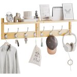 Porte - manteau mural avec �tag�re 80 cm, 2 paquets de cintres muraux en bambou avec 8 crochets pour ...
