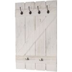 Dcoshop26 - porte - manteau mural panneau avec 6 crochets 91x60cm en bois blanc vieilli 040001012