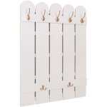 Porte - manteau mural panneau d?entr�e avec 7 crochets style campagne 86x60 cm en bois paulownia blanc ...