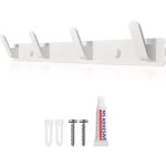 Porte manteau mural patere murale porte manteau blanc avec 4 crochets deux m�thodes d'installation (avec ...