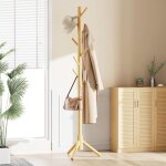 Porte - manteau sur pied en bois naturel ? 8 crochets, hauteur réglable en 3 niveaux ? facile à installer ... Porte - manteau sur pied en bois naturel ? 8 crochets, hauteur réglable en 3 niveaux ? facile à installer ...