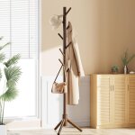 Porte - manteau sur pied en bois naturel ? 8 crochets, hauteur réglable en 3 niveaux ? facile à installer ... Porte - manteau sur pied en bois naturel ? 8 crochets, hauteur réglable en 3 niveaux ? facile à installer ...