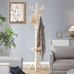 Porte manteau sur pied 31x48x195 cm �l�gant bois et m�tal blanc antid�rapant