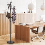 Porte manteau sur pieds en mtal de haute qualit avec 8 crochets et base ronde noir style classique ...