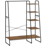 Porte - manteau sur pieds meuble chaussure 45 x 120 x 160 cm entre vestiaire avec 5 tagres de rangement ...