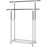 Porte manteau sur roulettes - 2 barres de penderie r�glables - rangement pour chaussures - hauteur et ...