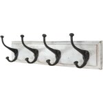 Porte - manteau pour vetements en bois massif et fer forg 60x12x16 cm cintre mural cintre d'entre blanc ...