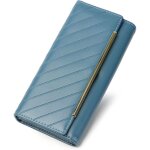 Porte - monnaie zipp� � plusieurs fentes en cuir longue capacit� pour femme (bleu)