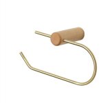 Porte mouchoirs en bois et laiton rangement papier toilette support rouleau couleur h�tre dor�