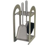 Porte - outils chemin�e acier tourterelle sable manche aluminium 2 accessoires h. 40 l. 17 x 18 cm. made ...