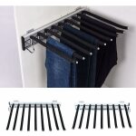 Porte - pantalon coulissant  9 bras pour placard, barre de suspension en acier inoxydable, rail de suspension ...