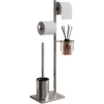 Jamais utilis]porte - papier toilette en acier inoxydable avec brosse wc et panier d'angle rond. design ...