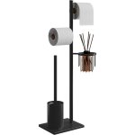 Jamais utilis]porte - papier toilette en acier inoxydable avec brosse wc et panier d'angle rond. design ...