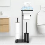 Porte - papier toilette en acier inoxydable, porte - papier toilette sur pied avec brosse de toilette, ...