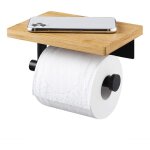 Porte papier toilette adhsif avec etagre bambou porte rouleau sans perage en acier inoxydable 304