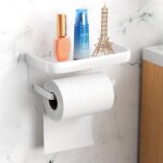 Porte - papier toilette en aluminium, porte - rouleau avec �tag�res spacieuses, porte - papier mural ...