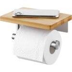Porte - papier toilette (bross)avec tagre en bambou support mural pour papier toilette pour salle ...