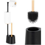 Porte papier toilette avec brosse noir 66 cm