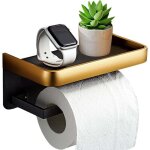 Porte papier toilette, derouleur papier toilette adhesif avec tablette, 2 m�thodes de montage (autocollant ...