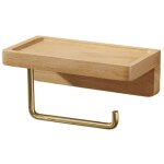 Porte papier toilette double installation bois massif h�tre d�rouleur support papier wc mural auto - ...