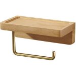Porte papier toilette double installation bois massif htre drouleur support papier wc mural auto - ...