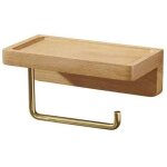 Porte papier toilette double installation bois massif h�tre d�rouleur support papier wc mural auto - ...