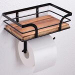 Porte - papier toilette avec �tag�re, bo�te � lingettes humides, support en bois, porte - rouleau de ...